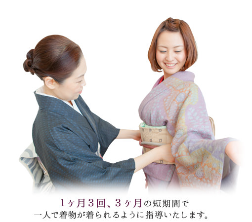 一人で着物が着られるように指導いたします